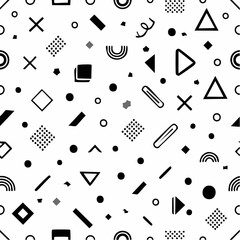 Black and white geometric elements memphis style pattern
1
