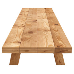 Minimalist Wooden Table Made from Natural Planks Isolated on Transparent Background