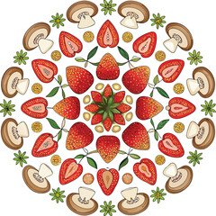 strawberry-mandala-design-use-mushroom-element