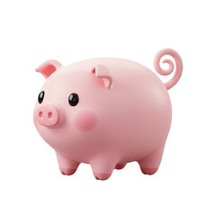 Obraz premium Adorable pink piggy bank with a curly tail for financial savings and investments concepts