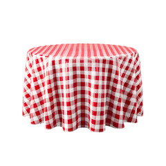 Classic red and white checkered tablecloth draped elegantly on a round table