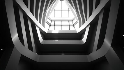 Naklejka premium Abstract architectural lines in monochrome, highlighting modern design and contrast.