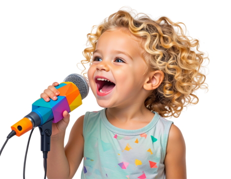  Flat Vector Illustration of Child Singing