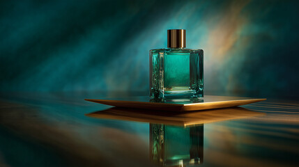 Emerald-tinted rectangular bottle
