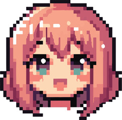 Obraz premium Pixel Art Anime Girl Face