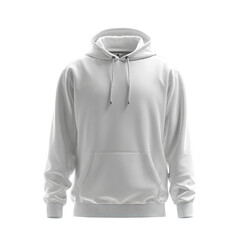 A plain white hoodie.  Front view,  simple design,  classic style