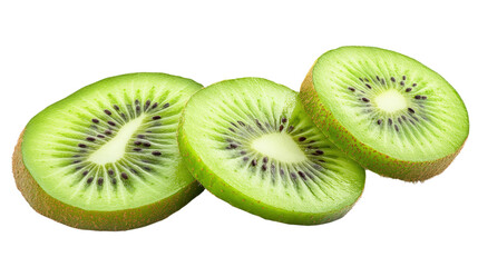 Fototapeta premium Fresh Kiwi Fruit Slices isolated on a Transparent or white Background