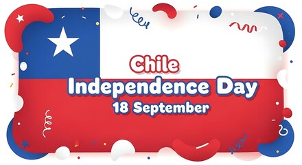 Festive Chile Independence Day Illustration with Confetti and National Colors