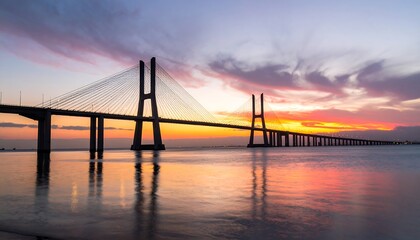 Obraz premium Sunrise over a cable-stayed bridge (2)