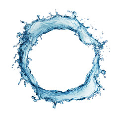 Circular ring of translucent, light-blue water splashes