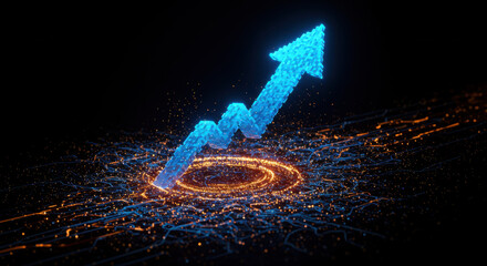 Futuristic Growth Chart with Digital Particles