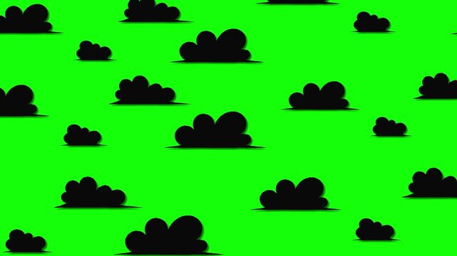 animated dark clouds moving forward on green screen	
