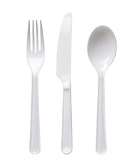 White plastic cutlery set (6)