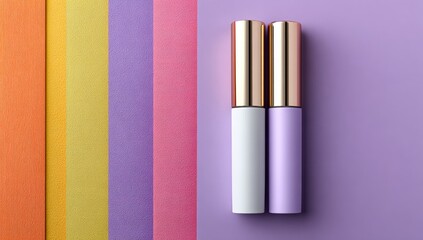 Two tubes of cosmetic product on a colorful background