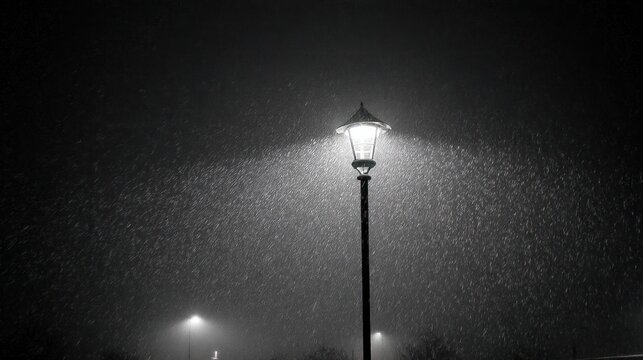 Fototapeta Snowfall street lamp night