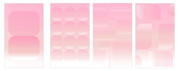 Modern gradient poster on soft pink background vector set.