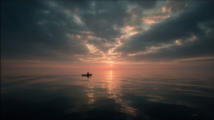 Solitude on water at sunset