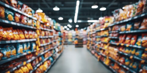 Supermarket aisle with snacks