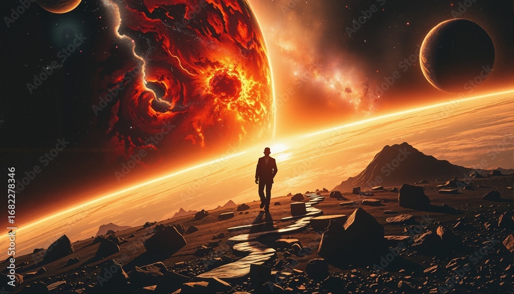 Canvas Prints astronaut on alien planet adventure.