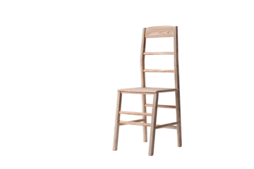 Light beige wooden chair with a simple, ladder-back design.  Solid, classic style
