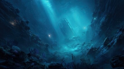 Obraz premium Submerged futuristic structures