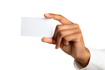 Fototapeta premium A hand holds a blank white business card (5)