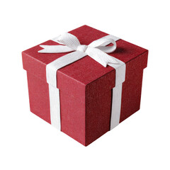 Red gift box with white ribbon