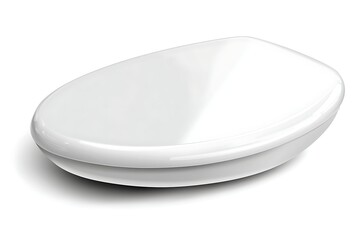 Sleek, white, oval-shaped container with a glossy finish, isolated on a white background