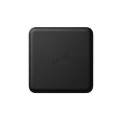 Black Wireless Charger Device Isolated on a Transparent Background Top View Studio Shot