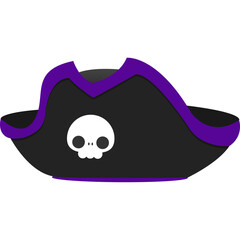 Cartoon Pirate Hat with Skull Illustration