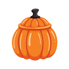 Pumpkin Candy Dish Illustration Festive Halloween Treat Container Vector Art