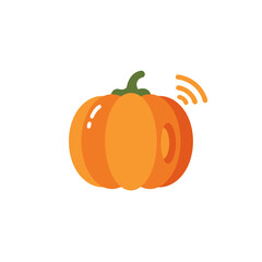 Pumpkin with Wireless Signal Icon for Tech-Savvy Autumn or Halloween Theme