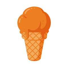 Delicious Orange Ice Cream Cone Delight A Refreshing Treat Illustration