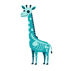 Playful Cartoon Giraffe with Visible Skeleton Illustrating Anatomy in a Fun and Educational Way