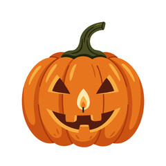 Halloween Jack-o'-lantern Illustration Festive Pumpkin with Spooky Face