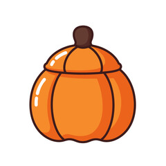 Stylized Orange Pumpkin-Shaped Jar for Autumn Decor or Festive Food Storage