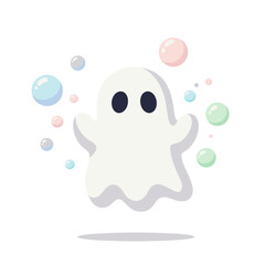 Ghostly Bubbles Whimsical Spooky Season Art with Pastel Hues