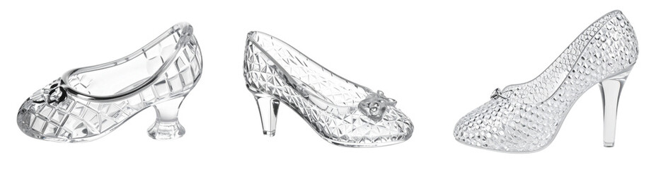 Elegant High Heel Shoes In Various Perspectives Against Transparent Background