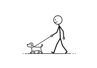 Fototapeta premium A stick figure walking a stick figure dog