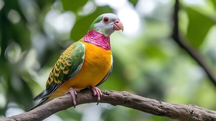 Obraz premium Vibrant colorful parrot perched on branch in natural habitat, stunning wildlife portrait