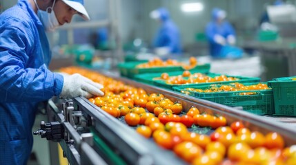 Tomato processing factory workers