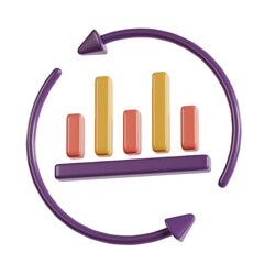 3d icon rendering round bar chart