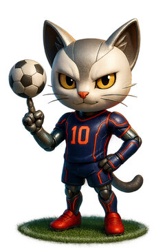 Chibi Persian Robotic Cat Star Playmaker &ndash; Spinning Football on Finger with Red Shoes