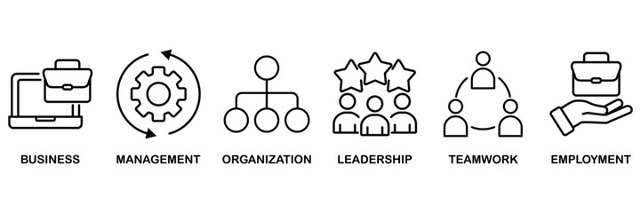 Business management icon set vector illustration concept for business, management, organization, leadership, teamwork and employment