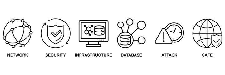 Network security icon set vector illustration concept for network ,security, infrastructure, database, attack and safe