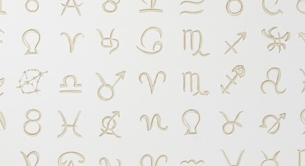 Zodiac Signs on White Background Astrology Symbols.
