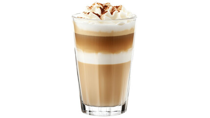 Latte Macchiato in Glass isolated on a Transparent or white Background