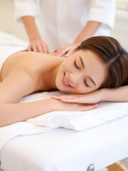 Obraz premium Relaxing massage session for wellness spa setting lifestyle imagery calm environment close-up view self-care concept