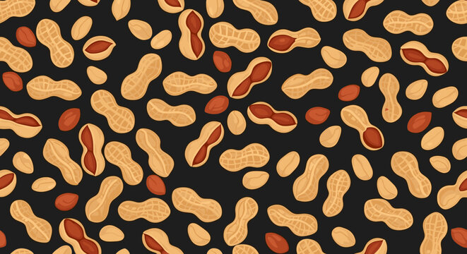 An assortment of roasted peanuts scattered across a dark black background a delicious and nutritious snack option