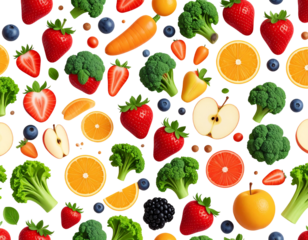 Fruits & vegetables scattered on black background. For food blog, healthy eating, diet, nutrition or cookbook usage